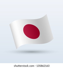 Japan flag waving form on gray background. Vector illustration.