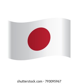 Japan flag waving form on gray background. Vector illustration. illustration of the national Japan flag – white flag with a red disc in the center that symbolizes the Land of the Rising Sun.