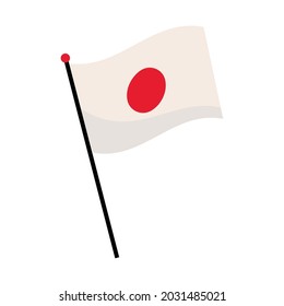 japan flag waving in pole