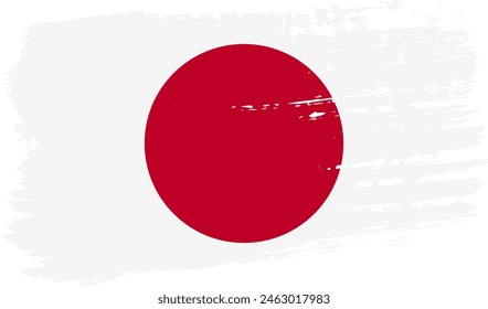 Japan flag, wide brush stroke on transparent background, vector.