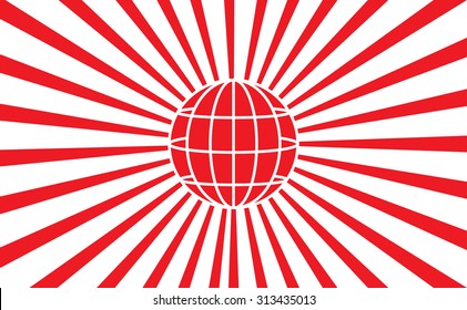 Japan flag with world icon. Vector Design EPS10.
