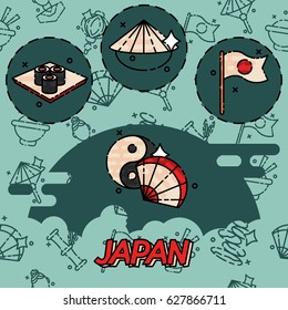 Japan flat concept icons