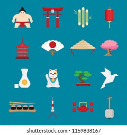 Japan Flat Icons Design Travel Concept.Vector