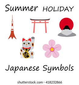 Japan Flat Icons Design Travel Concept.Vector