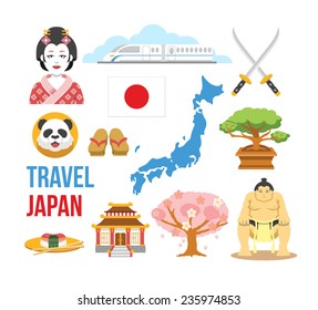 Japan flat icons set