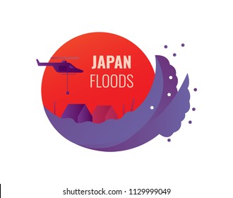 Japan flood icons.