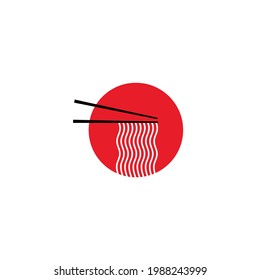 Japan Food, chopsticks with noodle logo design inspiration