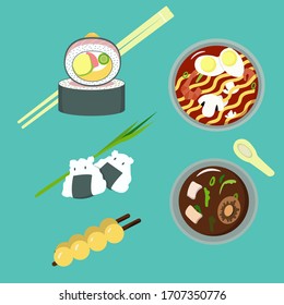 japan food elements sushi ramen onigiri