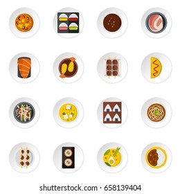 Japan food icons set in flat style isolated vector icons set illustration