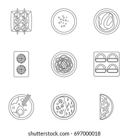 Japan food icons set. Outline set of 9 Japan food vector icons for web isolated on white background