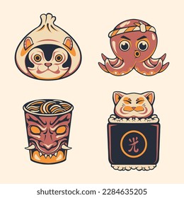 Japan Food mask icon vector art