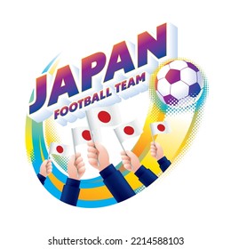 Japan Football Team Masthead Logo with National Flag of Japan