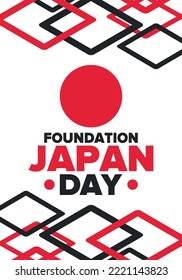 Japan Foundation Day. Japanese national happy holiday, celebrated annual in February 11. Japanese flag. Patriotic elements. Poster, card, banner and background. Vector illustration