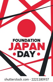 Japan Foundation Day. Japanese national happy holiday, celebrated annual in February 11. Japanese flag. Patriotic elements. Poster, card, banner and background. Vector illustration
