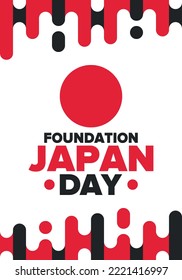 Japan Foundation Day. Japanese national happy holiday, celebrated annual in February 11. Japanese flag. Patriotic elements. Poster, card, banner and background. Vector illustration