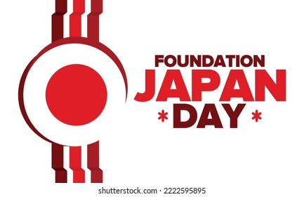 Japan Foundation Day. Japanese national happy holiday, celebrated annual in February 11. Japanese flag. Patriotic elements. Poster, card, banner and background. Vector illustration