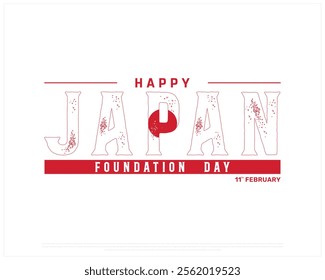 JAPAN Foundation Day vector design on a white background, Typographic Design of JAPAN Foundation Day, JAPAN flag typography with national flag, Vector design of Japan national day