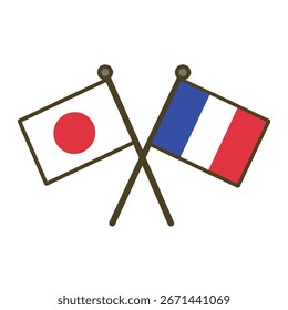 Japón y Francia cruzan banderas Vector sobre fondo blanco
Banderas del país Vector que se cruzan