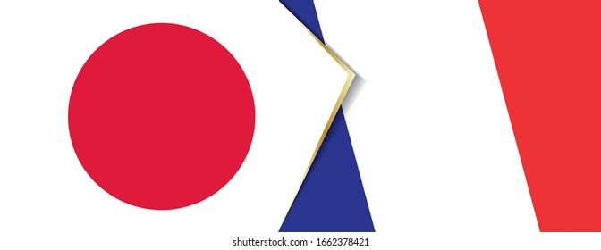 Japan and France flags, two vector flags symbol of relationship or confrontation.