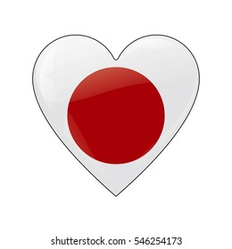 Japan. A fully editable vector illustration of a flag icon in a form of a shiny heart. EPS 10