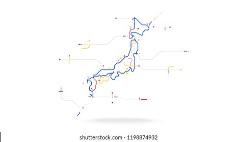 Japón futuristas elementos de la red de datos del globo terrestre abstraen el fondo