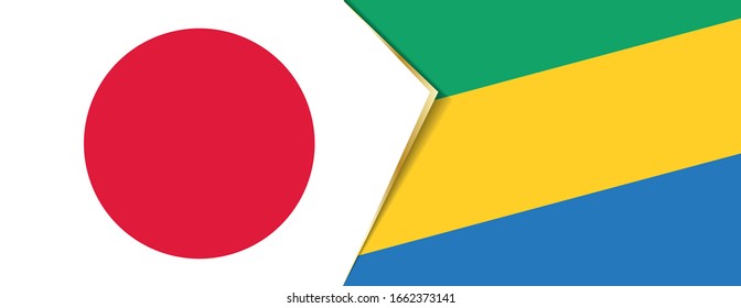 Japan and Gabon flags, two vector flags symbol of relationship or confrontation.