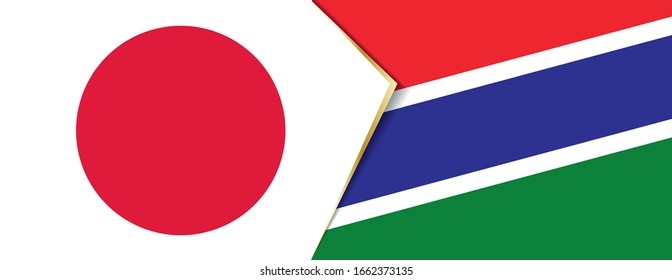 Japan and Gambia flags, two vector flags symbol of relationship or confrontation.
