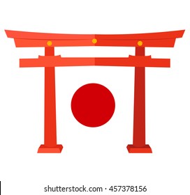 Japan gate Japan flag illustration