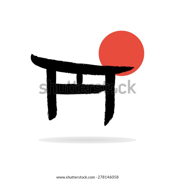 Japan Gate Handdrawn Background Logo Template Vector có sẵn (miễn phí