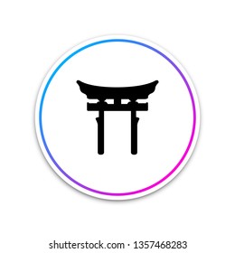 Japan Gate icon isolated on white background. Torii gate sign. Japanese traditional classic gate symbol. Circle white button. Vector Illustration