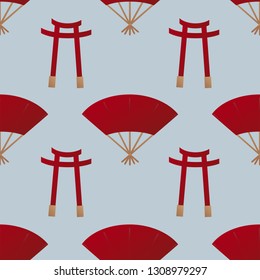 Japan gate seamless pattern vector illustration
