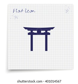 Japan Gate - Torii gate. Flat icon.