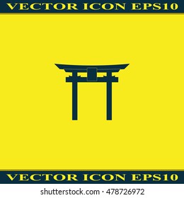 Japan Gate - Torii gate. Flat icon.