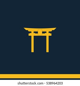 Japan Gate - Torii gate. Flat icon.