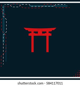 Japan Gate - Torii gate. Flat icon.