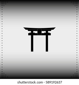 Japan Gate - Torii gate. Flat icon.