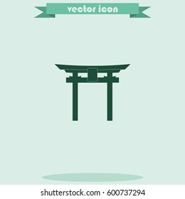 Japan Gate - Torii gate. Flat icon.