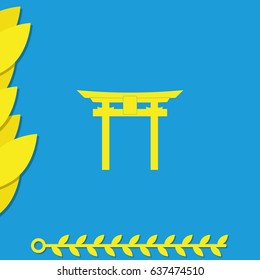Japan Gate - Torii gate. Flat icon.