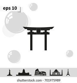 Japan Gate - Torii gate. Flat icon.