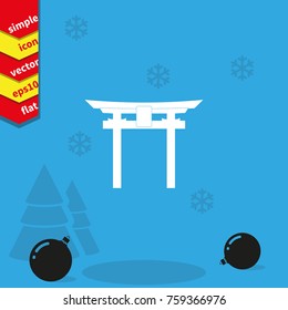 Japan Gate - Torii gate. Flat icon.