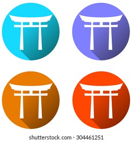 Japan Gate. Torii gate. Flat. Shinto