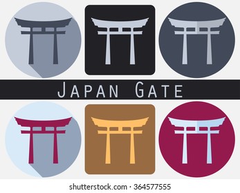 Japan Gate. Torii gate. Flat. Shinto. Historical monument.