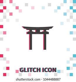 Japan Gate - Torii gate  glitch effect vector icon.