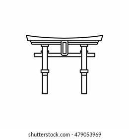 Japan gate Torii icon in outline style isolated on white background vector illustration