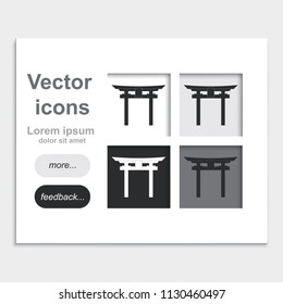 Japan Gate - Torii gate placed on web page template flat vector icon.
