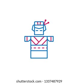 Japan, geisha icon. Element of Japan culture. Thin line 2 color icon for website design and development, app development. Premium icon