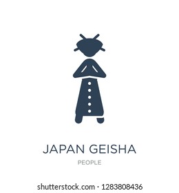 japan geisha icon vector on white background, japan geisha trendy filled icons from People collection, japan geisha vector illustration