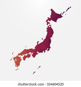 Japan in geometric polygonal style.Abstract tessellation,modern design background. Vector illustration EPS10