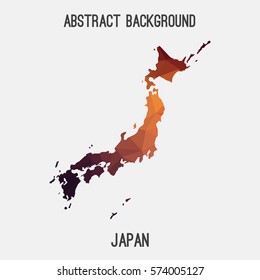 Japan in geometric polygonal style.Abstract tessellation,modern design background. Vector illustration