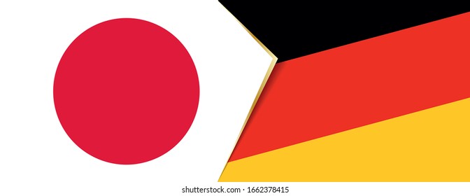 Japan and Germany flags, two vector flags symbol of relationship or confrontation.